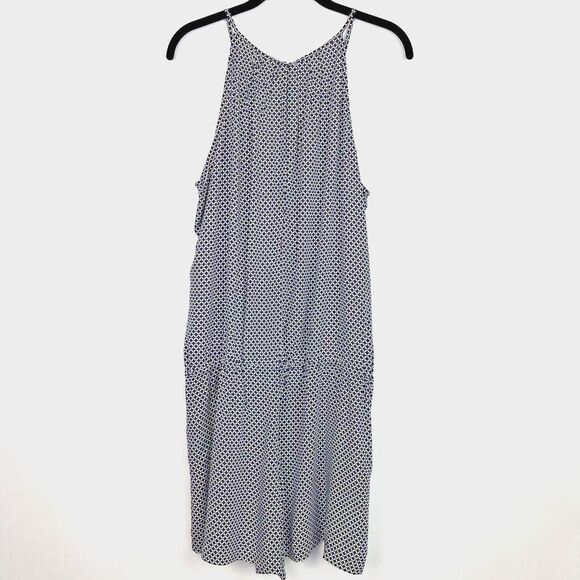 Gap Geo Print Romper Womens L Blue Drop Waist Sleeveless Lounge Flowy Jumpsuit - Picture 2 of 14